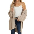 thumbnail image 3 of Autumn Winter Women Long Sleeved Open Front Knit Cardigan Coat Sweater, 3 of 5