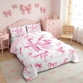 thumbnail image 3 of Meiyoeat Kawaii Bow Initial K Full Size Comforter Sets 3 Pieces for Kids, Cartoon Girly Bow Bedding Sets for Bedroom, Pink White,Pink Reversible, 3 of 7