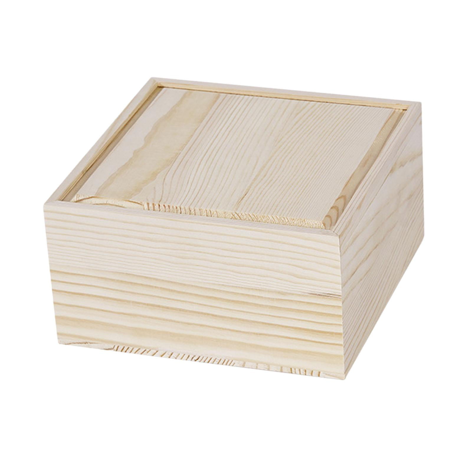 Plain Wooden CD 3 Spaces Keepsake Storage Box Wood Natural Boxes for Decoupage 