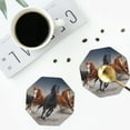 thumbnail image 4 of Yiaed Running Horses Print Leather Coasters for Drinks - Cup Coasters Coffee Table Kitchen Table Bar, Home & Office Gifts Handmade Drink Coasters-Octagon, 4 of 6