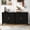 Black, variant on 61.1'' Sideboard Storage Cabinet, Modern Wavy Slatted Doors, Metal Handles, Spacious Shelves, Buffet Cabinet for Dining Room, Living Room, Kitchen, Entryway, Black