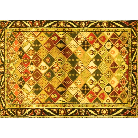 Ahgly Company Indoor Rectangle Persian Yellow Traditional Area Rugs, 6' x 9'