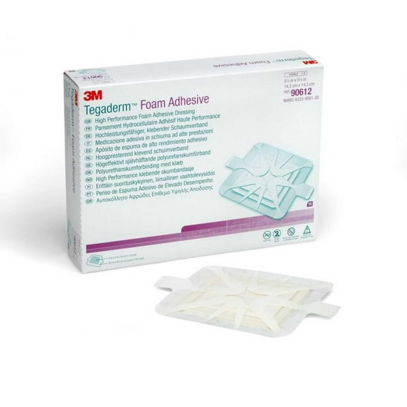 3M Tegaderm 90610 Foam Dressing 31/2 X 31/2 Inch Square Adhesive with Border Sterile. Box of 10