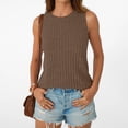 thumbnail image 4 of Qiopertar Women's Casual Sleeveless Round Neck Blouse Solid Color Tops Basic Comfy Streetwear Fashion T-Shirt, Brown XS, 4 of 7
