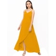 thumbnail image 2 of eloria Women's Georgette Summer Casual Split V Neck Sleevless Long Dress With Tie, Color : Dark Yellow | Size : L, 2 of 6