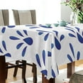 thumbnail image 3 of Blue White Leaf Rectangle Tablecloth, Dust Proof Anti Wrinkle Wipeable Table Cloth Tabletop for of Dinner Kitchen Wedding Holiday Party 60"x120" Home Decor, 3 of 7