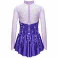 thumbnail image 2 of Doomiva Kids Girls Shiny Rhinestone Figure Skating Dress Long Sleeve Ballet Lyrical Dance Dress for Performance Purple 12, 2 of 7
