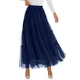 thumbnail image 1 of Falda PRETTYGARDEN de Tul para Mujer Cintura Alta Elástica Azul Marino, 1 of 8