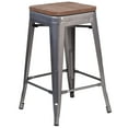 thumbnail image 6 of BizChair 4 Pk. 24" High Backless Clear Coated Metal Counter Height Stool with Square Wood Seat, 6 of 6