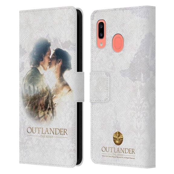 Head Case Designs Officially Licensed Outlander Portraits Claire & Jamie Kiss Leather Book Wallet Case Cover Compatible with Samsung Galaxy A20 / A30 2019