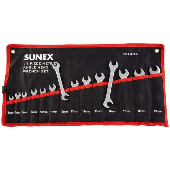 1PK Sunex Tools 9914MA 14-Piece Metric Angle Head Wrench Set