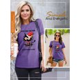 thumbnail image 5 of QAFOPEH Women Christmas Graphic Print Crew Neck Short Sleeve Solid Color Top, 5 of 7