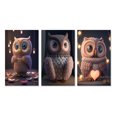thumbnail image 2 of Designart "Adorable Knitted Pink Heart Owl IV" Animals Owl Wall Art Set Of 3 - Owl Pink Gallery Wall Set For Home Decor, 2 of 6