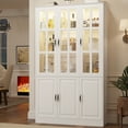 thumbnail image 6 of MEISSALIVVE 78.7" Kitchen Pantry Cabinet with Glass Doors & LED Lights, Freestanding Storage Hutch with Shelves, White Pantry Cupboard, 47.2" W x 15.7" D, 6 of 6