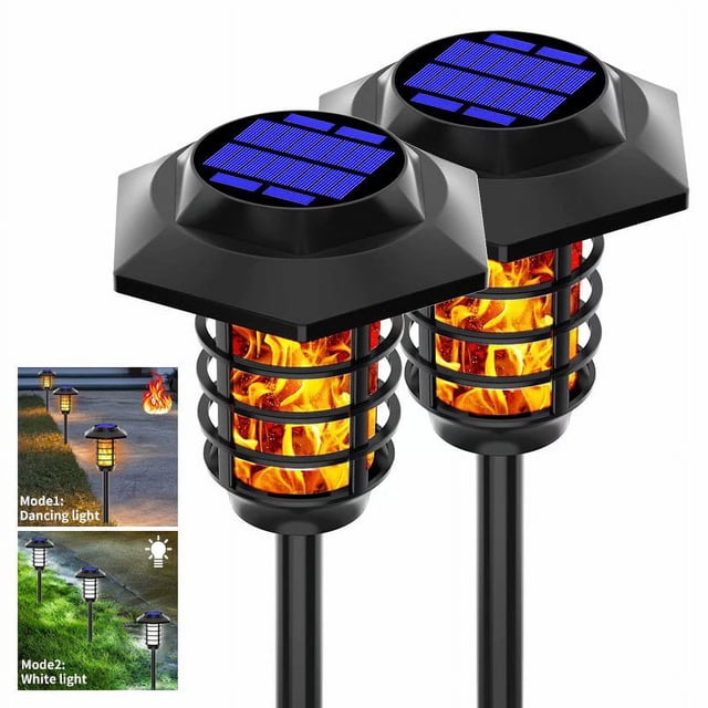 2 piezas impermeable al aire libre antorcha solar luz paisaje iluminación antorcha lámpara jardín patio césped luz ER