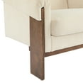 thumbnail image 4 of AMid-Century Modern Armchair with PU Leather Upholstery & Wooden Frame, Beige, 4 of 10
