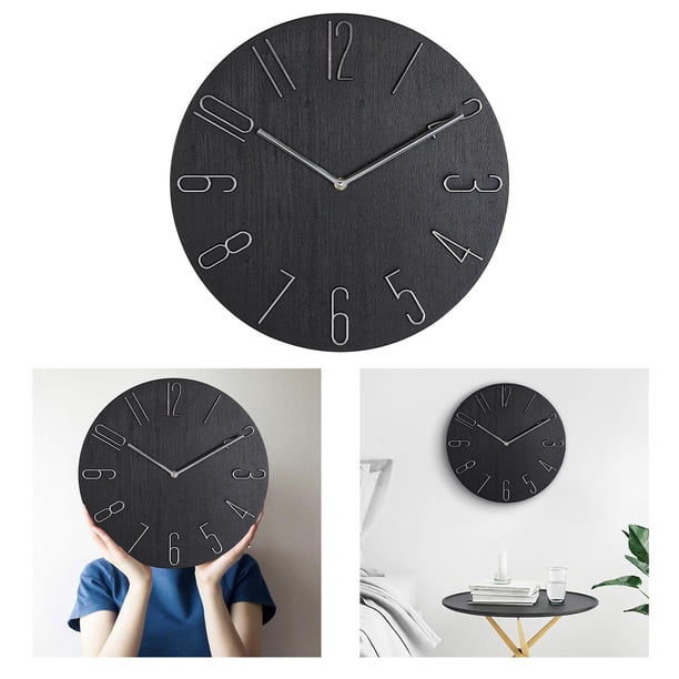 Reloj de pared de plástico Macarena Arte decorativo del reloj de pared 14 pulgadas Silencioso Negro