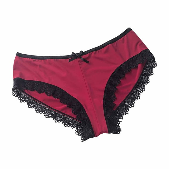 Fewfanhot Women's Floral Lace Cheeky Panty with Bow Detail, Soft Breathable Mesh Underwear Low-Rise Briefs for Daily & Special Occasion Wear