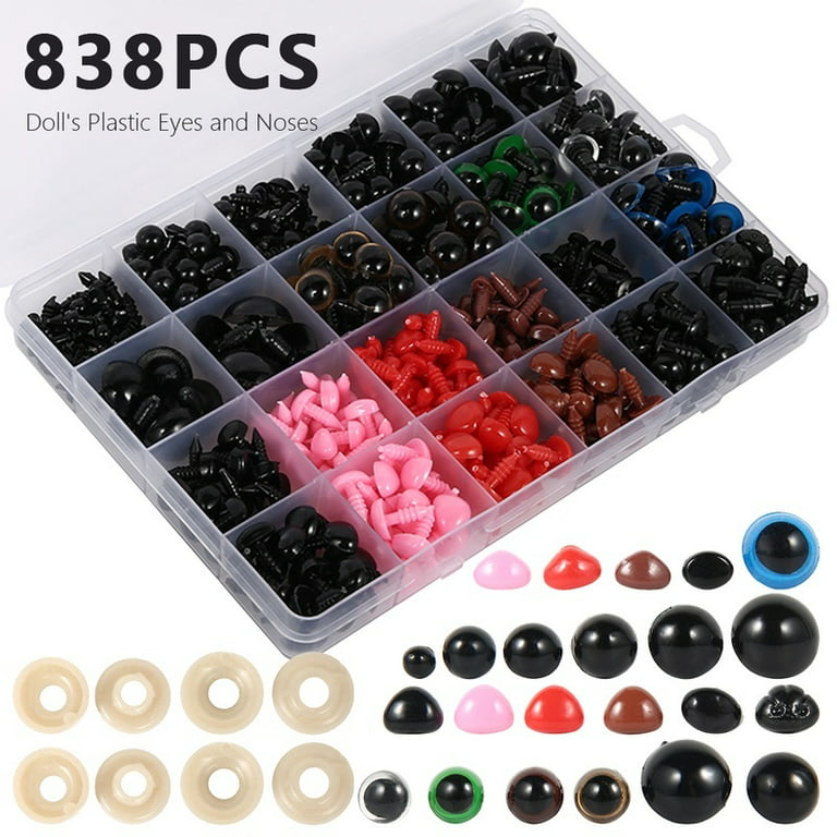 Safety Eyes and Noses, 462Pcs Black Plastic Stuffed Crochet Eyes with  Washers for Crafts