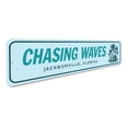 thumbnail image 3 of Chasing Waves Jacksonville Florida Surf Aluminum Metal Decor Sign - 4x18 inches, 3 of 4