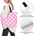 thumbnail image 3 of Balery Pink And White Polka Dot Bolsa Tote Estilo Estético con Cremalleras, Bolsa de Hombro, Bolsa de Compras Grande y Plegable, 3 of 8