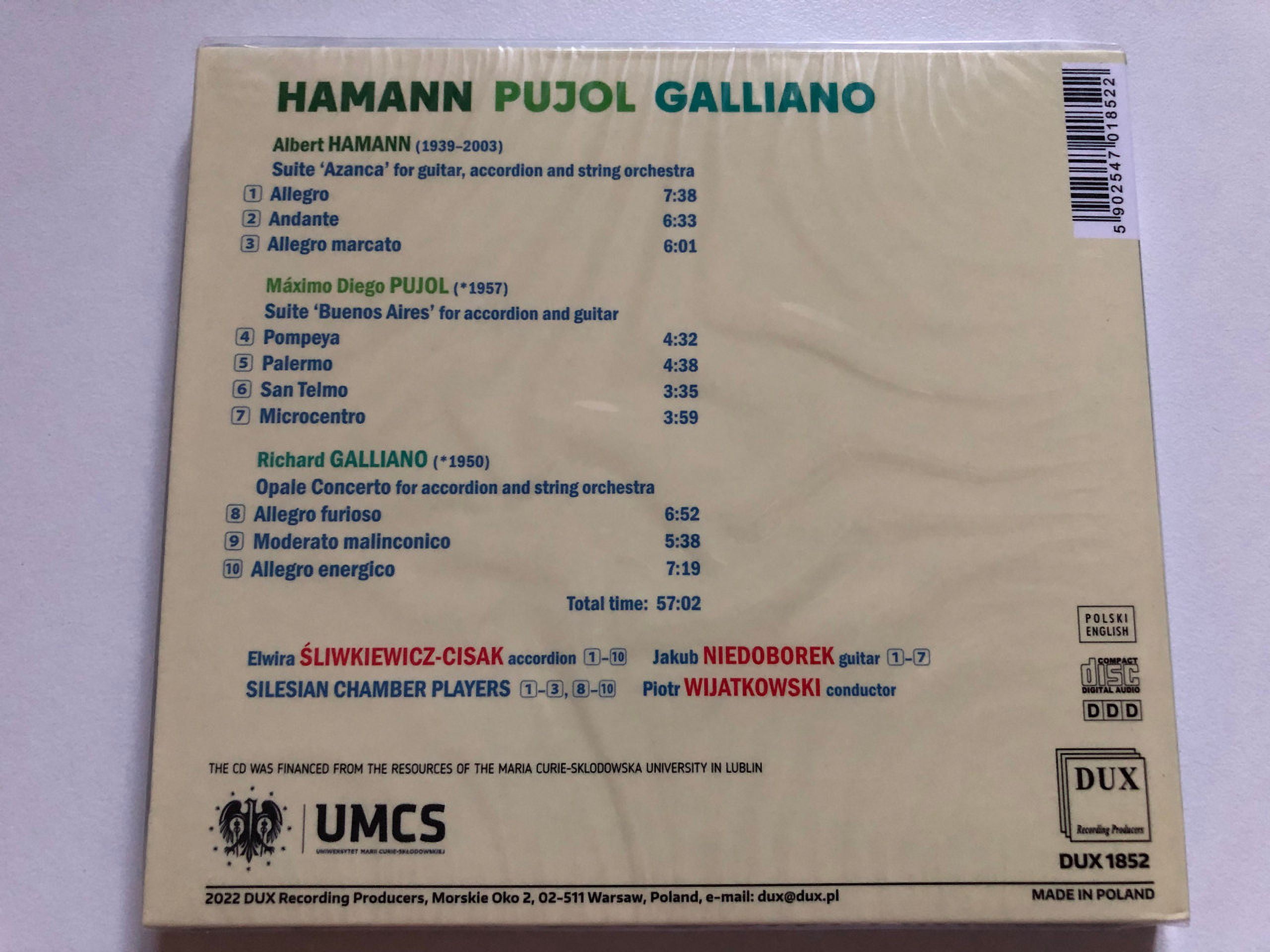 Elwira Sliwkiewicz-Cisak - Hamann, Pujol & Galliano - Music & Performance - CD
