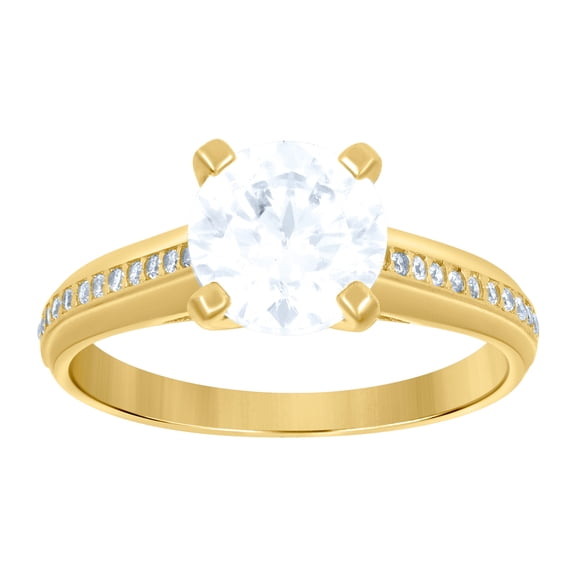 14k Yellow Gold Womens Cubic Zirconia Fashion Ring 7mm Long Ring for Women - 2.7 Grams