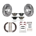 thumbnail image 1 of Transit Auto Rear Disc Rotors Semi-Metallic Pads Parking Brake Shoes and Hardware Kit for Car 2013 BMW 335i Convertible Coupe with Blue Painted Calipers K8S-104685, 1 of 2