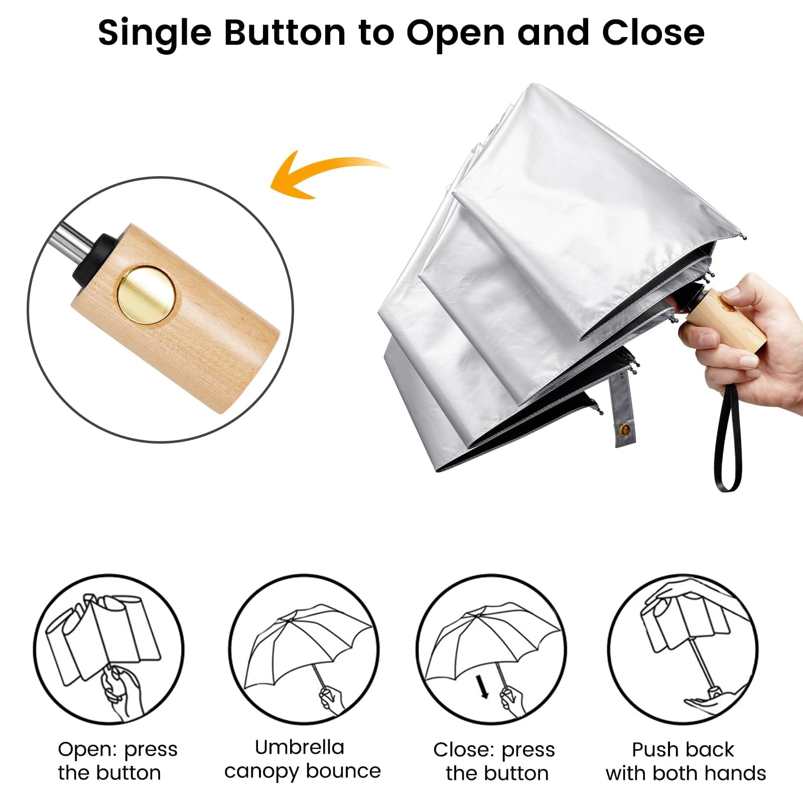 G4Free UPF 50+ UV Protection Travel Sun Umbrella Compact 42 Inch Small UV Blocking SPF Umbrella Auto Open Close