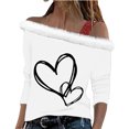 thumbnail image 2 of Xuyuer Valentine Shirt Women Love Heart Graphic Sloping Shoulder Suspender Shirt Funny Valentine's Day Gift Shirts Love Tops, 2 of 7