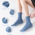 thumbnail image 3 of Mcool Mary Womens Crew Socks Ruffle Casual Cotton Frilly Breathable Cute Knit Lettuce Trim Dress Ankle Socks 6 Pairs, 3 of 9