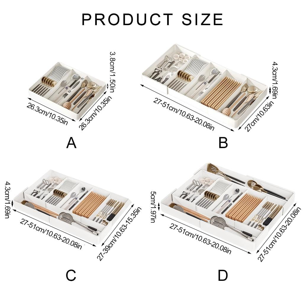 Necvior Multifunctional Drawer Storage Box Effective Kitchen Organization Holder Expandable Drawer Separator for Utensils