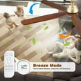 thumbnail image 5 of 52 inch Modern Gold Ceiling Fan with Light and Remote, Farmhouse 5 Blades Solid Wood Large Airflow Quiet Reversible DC Motor Fan for Indoor Outdoor Porch Bedroom, 5 of 9