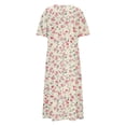 thumbnail image 4 of Ytndtr Womens 2025 Short Sleeves Floral Print V-Neck Summer Sundress Maxi Dress, 4 of 5