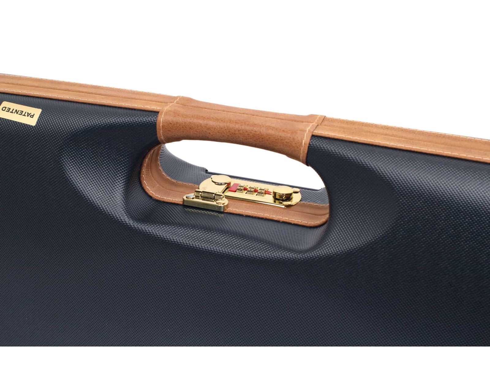 Negrini OU Deluxe High Rib Trap/Sporting Shotgun Case, Navy/Tobacco Leather/Navy Interior