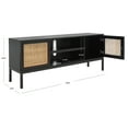thumbnail image 5 of SAFAVIEH Zadie 1 Shelf Rattan Media Stand, Black With Natural Rattan/Black Legs (54 in. W x 15 in. D x 22 in. H), 5 of 7