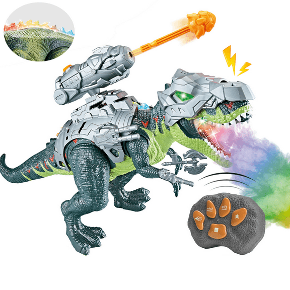 Remote Control Dinosaur To,2.4GHz Wireless Dinosaur,Electric Walking T-Rex Robot with LED Lights,Realistic Sound and Mist Spraying Feature,Perfect Birthday or Christmas Gift for Boys and Girls