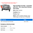 thumbnail image 2 of Right Headlight Assembly - Compatible with 2014 - 2016 Jeep Grand Cherokee Sport Utility 2015, 2 of 2