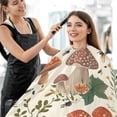 thumbnail image 2 of Mushroom Leaves Salon Cape, Hair Cutting Cape with Snaps, Professional Large Barber Stylist Hairdresser Cape, Waterproof Machine Washable, 65" x 55”, 2 of 7