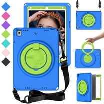 Dteck iPad 6th/5th Generation Case, iPad Air 2 Case, iPad 9.7 Case for Kids, Protective iPad 9.7" Case with Shoulder Strap Swivel Stand for iPad 6/5 Gen (2018/2017 )& iPad Air 2 / Pro 9.7,Blue