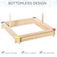 thumbnail image 5 of Outsunny Wooden Sandbox w/ Adjustable Canopy, Children Outdoor Playset Weather Resistant 47" L x 47" W x 47" H, Natural & Blue, 5 of 9