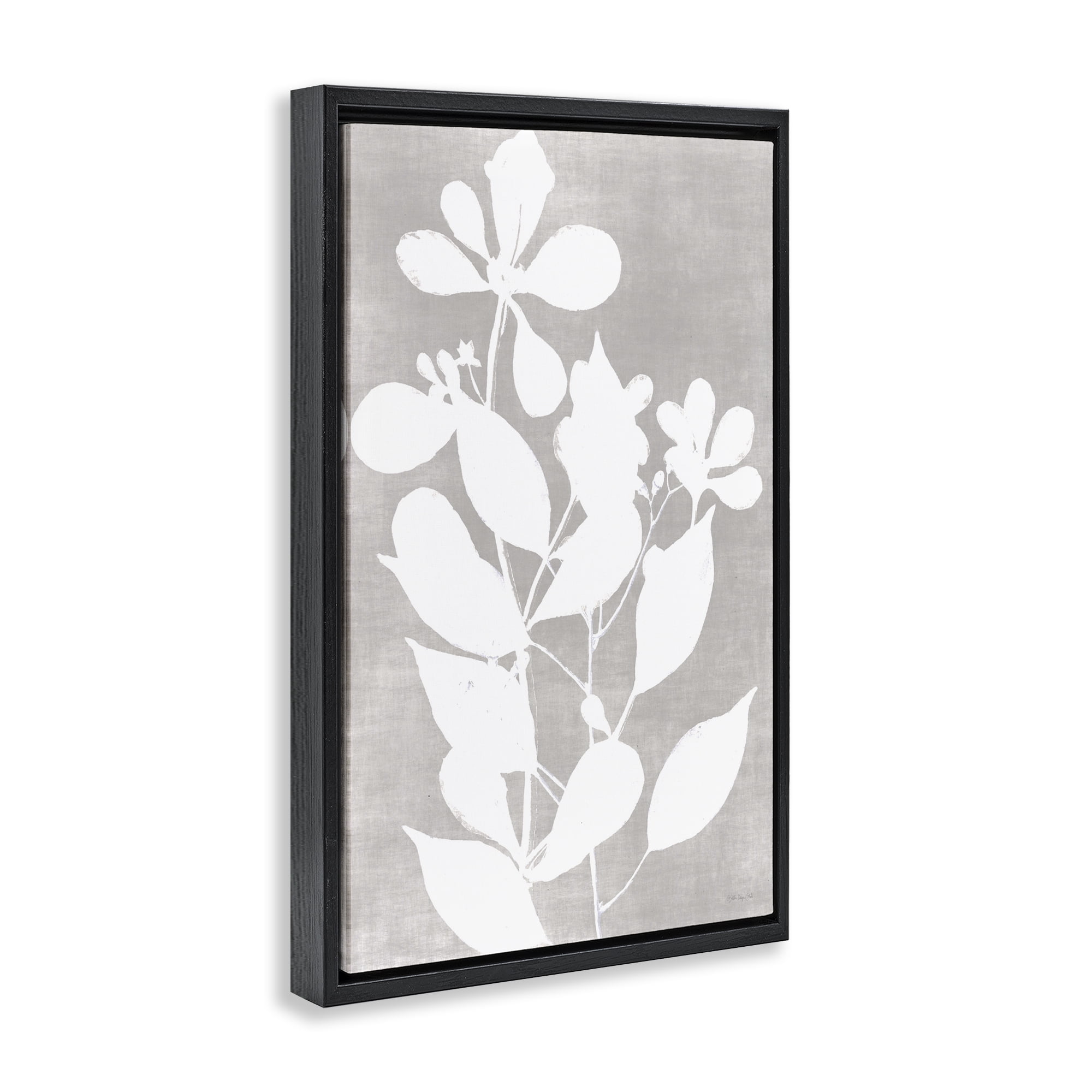 Stupell Industries Minimalist Foliage Impression Black Framed Floater Canvas Wall Art, design by Stellar Design Studio