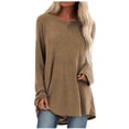 thumbnail image 2 of Long Sleeve Shirts for Women 2026 Spring Plus Size Plain Crewneck Oversized Tshirt Blouse Tunic Tops, 2 of 6