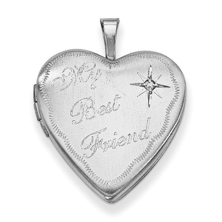 925 Sterling Silver 20mm Best Friends Bestfriend Friendship Diamond Heart Photo Pendant Charm Locket Chain Necklace That Holds Pictures Gifts For Women For