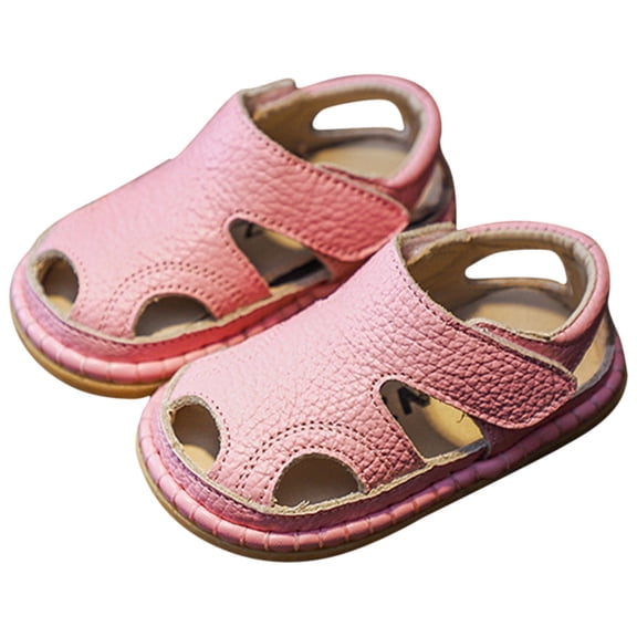 LNMQLPDBS Baby Sandals Infant Premium Rubber Sole Closed-Toe Non-Slip Shoes Summer Lightweight Leather Sandals Toddler Soft First Walkers Shoes