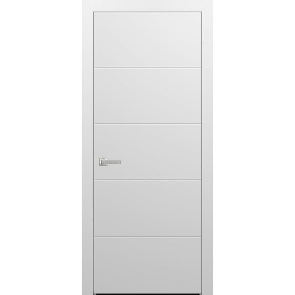 Modern Wood Interior Door with Hardware | Planum 0770 White Silk | Single Panel Frame Trims | Bathroom Bedroom Sturdy Doors-36" x 84"