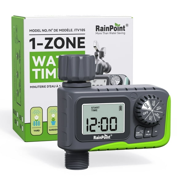 RainPoint Sprinkler Timer Greenhouse Irrigation ITV105 Hose Faucet Timer Garden Yard Watering, Green