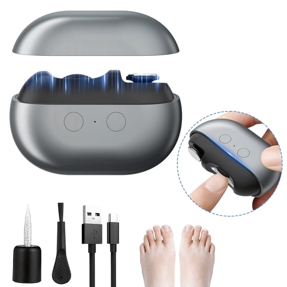 WETRBWEH Electric Nail Clippers for Seniors, 2026 3-in-1 Automatic Nail Trimmer with LED Light, Type-C Rechargeable Safe Painless for Adults, Gray