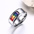 thumbnail image 3 of Iris De Acero Inoxidable Multicolor De Cristal Homosexuales Les Nos Enorgullecen Tamaño 13 Sunnimix Rainbow Ring, 3 of 7