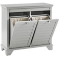 thumbnail image 3 of Crosley Furniture Lydia Panier en Bois d'Ingénierie et Lin, Gris/chrome, 3 of 22